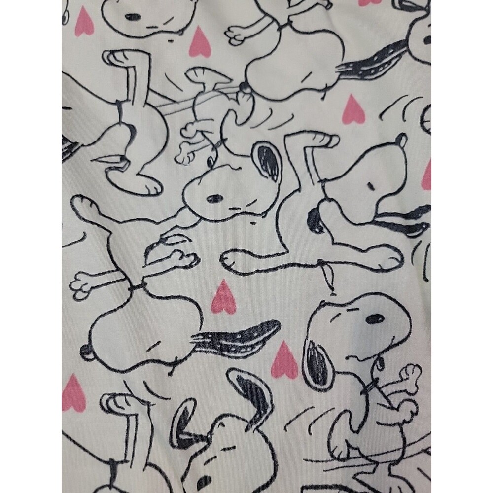 Munki Munki PEANUTS Pajama Pants Size M Hi Waist Wide Leg White Hearts Stretch E - Picture 3 of 5